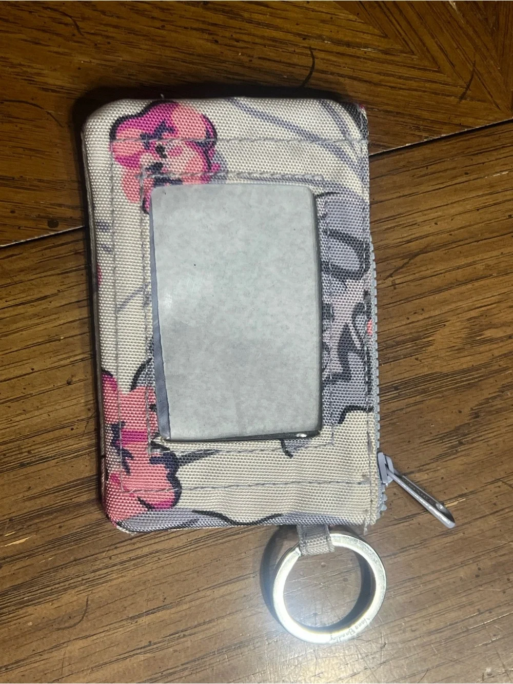 Vera Bradley Pink Floral Canvas Card Holder with Keyring